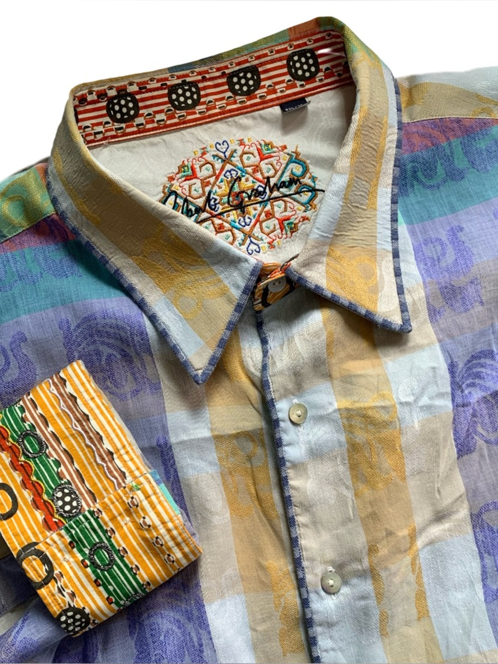 Robert Graham Linen Blend Multi Colour Woven LS Shirt Size 3XL